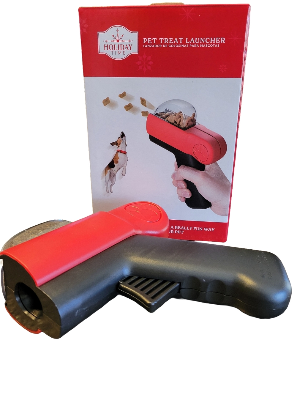 NIB Holiday Time Interactive Pet Treat Launcher Red/Black - No Batteries Needed